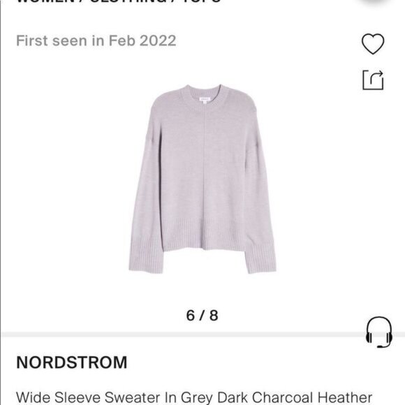 Nwot Nordstrom wide sleeve sweater in grey dark Heather fall winter warm soft - Picture 3 of 12